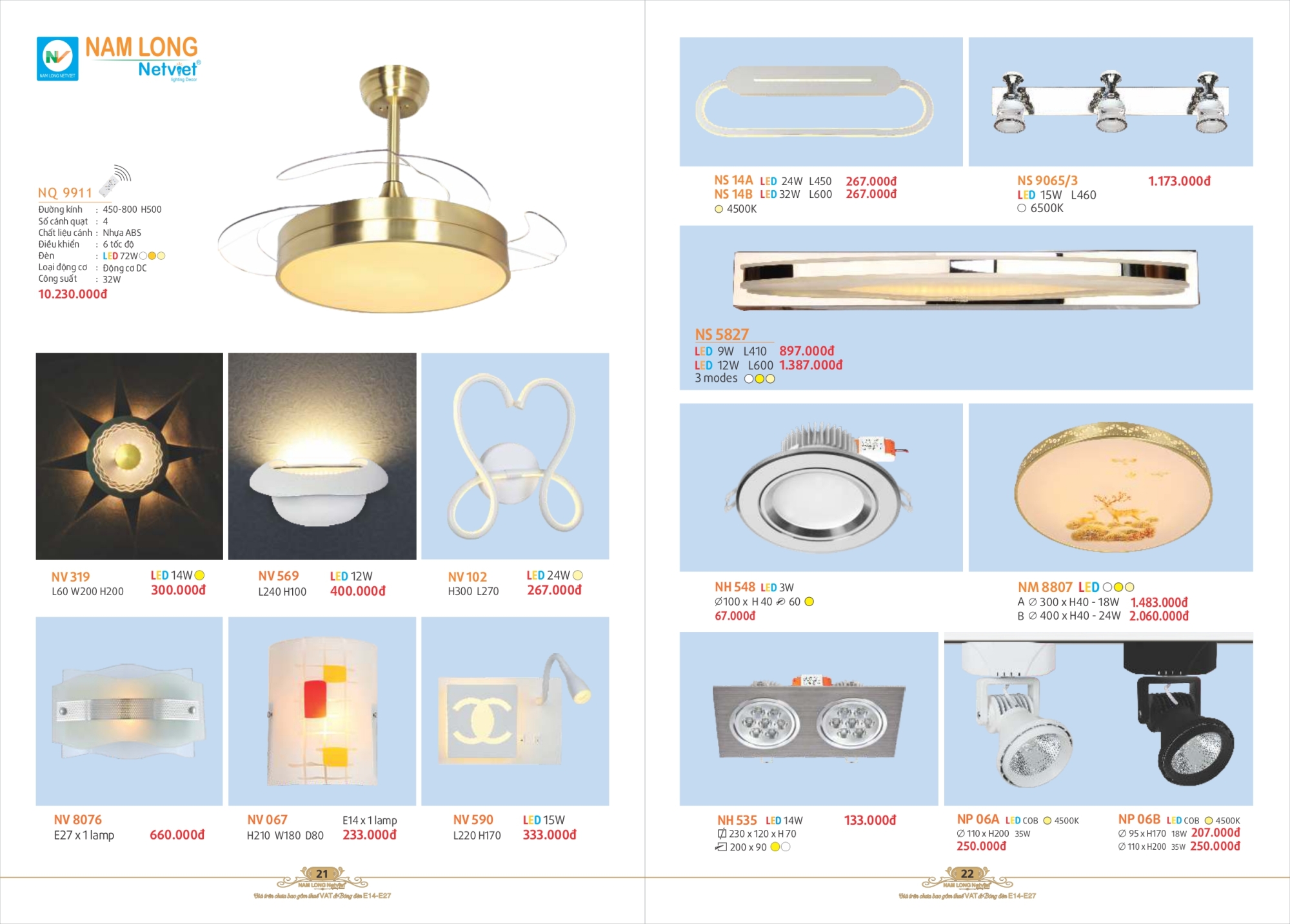 Bảng giá đèn trang trí Nam Long